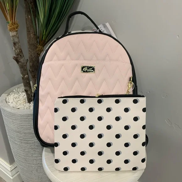 Betsy Johnson BLack Studded Bow Miniature Floral Polka Dot Backpack  Kitsch Betsey Johnson Bow Polka Dot Bags & Handbags for Women for  main image 3